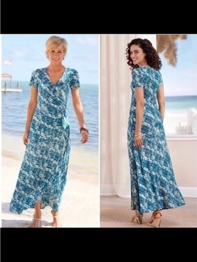 Soft Surroundings Joanna Faux Wrap Maxi Dress Size Medium